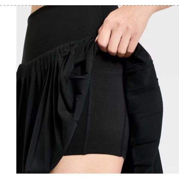 Pleated Black Athletic Skort L, Pockets Pickleball Skirt Tennis Golf Quick Dry - Picture 6 of 11